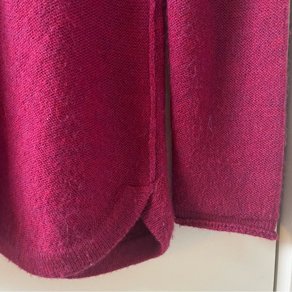 Tory Burch Maroon Sweater Leather Wool Alpaca Large L - Picture 4 of 8